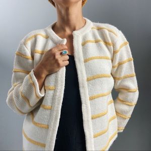 SOLD—Vintage Mustard stripe boxy open cardigan